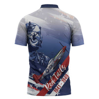 Tuskegee Airmen Red Tails Zipper Polo Shirt Straighten Up and Fly Right - Blue White - Wonder Print Shop