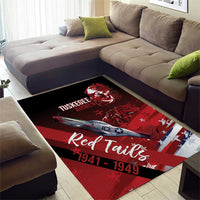 Tuskegee Airmen Red Tails Area Rug Straighten Up and Fly Right - Black Red - Wonder Print Shop