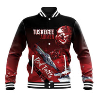 Tuskegee Airmen Red Tails Baseball Jacket Straighten Up and Fly Right - Black Red - Wonder Print Shop