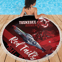 Tuskegee Airmen Red Tails Beach Blanket Straighten Up and Fly Right - Black Red - Wonder Print Shop