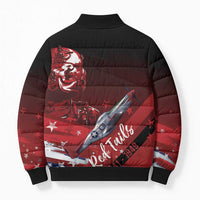 Tuskegee Airmen Red Tails Bomber Puffer Jacket Straighten Up and Fly Right - Black Red - Wonder Print Shop