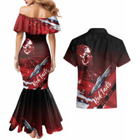 Tuskegee Airmen Red Tails Couples Matching Mermaid Dress and Hawaiian Shirt Straighten Up and Fly Right - Black Red - Wonder Print Shop