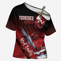 Tuskegee Airmen Red Tails Cross Shoulder Shirt Straighten Up and Fly Right - Black Red - Wonder Print Shop