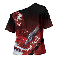 Tuskegee Airmen Red Tails Cross Shoulder Shirt Straighten Up and Fly Right - Black Red - Wonder Print Shop