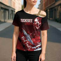 Tuskegee Airmen Red Tails Cross Shoulder Shirt Straighten Up and Fly Right - Black Red - Wonder Print Shop