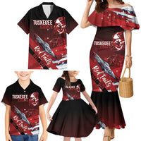 Tuskegee Airmen Red Tails Family Matching Mermaid Dress and Hawaiian Shirt Straighten Up and Fly Right - Black Red - Wonder Print Shop