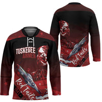 Tuskegee Airmen Red Tails Hockey Jersey Straighten Up and Fly Right - Black Red - Wonder Print Shop