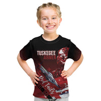 Tuskegee Airmen Red Tails Kid T Shirt Straighten Up and Fly Right - Black Red - Wonder Print Shop