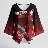 Tuskegee Airmen Red Tails Kimono Sleeve Blouse Straighten Up and Fly Right - Black Red - Wonder Print Shop