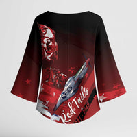 Tuskegee Airmen Red Tails Kimono Sleeve Blouse Straighten Up and Fly Right - Black Red - Wonder Print Shop