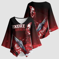 Tuskegee Airmen Red Tails Kimono Sleeve Blouse Straighten Up and Fly Right - Black Red - Wonder Print Shop
