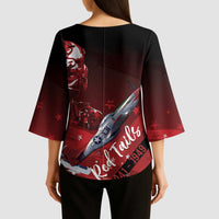 Tuskegee Airmen Red Tails Kimono Sleeve Blouse Straighten Up and Fly Right - Black Red - Wonder Print Shop