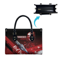 Tuskegee Airmen Red Tails Leather Bag Straighten Up and Fly Right - Black Red - Wonder Print Shop