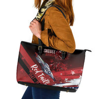 Tuskegee Airmen Red Tails Leather Tote Bag Straighten Up and Fly Right - Black Red - Wonder Print Shop