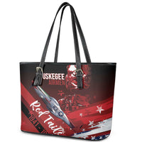 Tuskegee Airmen Red Tails Leather Tote Bag Straighten Up and Fly Right - Black Red - Wonder Print Shop