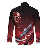Tuskegee Airmen Red Tails Long Sleeve Button Shirt Straighten Up and Fly Right - Black Red - Wonder Print Shop