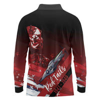 Tuskegee Airmen Red Tails Long Sleeve Polo Shirt Straighten Up and Fly Right - Black Red - Wonder Print Shop