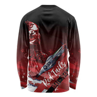 Tuskegee Airmen Red Tails Long Sleeve Shirt Straighten Up and Fly Right - Black Red - Wonder Print Shop