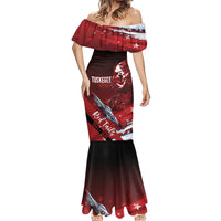 Tuskegee Airmen Red Tails Mermaid Dress Straighten Up and Fly Right - Black Red - Wonder Print Shop