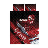 Tuskegee Airmen Red Tails Quilt Bed Set Straighten Up and Fly Right - Black Red - Wonder Print Shop