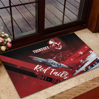 Tuskegee Airmen Red Tails Rubber Doormat Straighten Up and Fly Right - Black Red - Wonder Print Shop