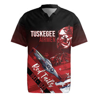 Tuskegee Airmen Red Tails Rugby Jersey Straighten Up and Fly Right - Black Red - Wonder Print Shop