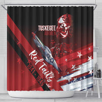 Tuskegee Airmen Red Tails Shower Curtain Straighten Up and Fly Right - Black Red - Wonder Print Shop
