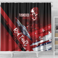 Tuskegee Airmen Red Tails Shower Curtain Straighten Up and Fly Right - Black Red - Wonder Print Shop