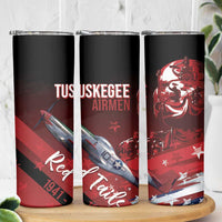 Tuskegee Airmen Red Tails Skinny Tumbler Straighten Up and Fly Right - Black Red - Wonder Print Shop