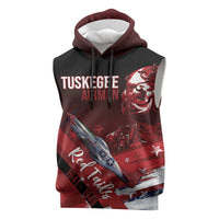 Tuskegee Airmen Red Tails Sleeveless Hoodie Straighten Up and Fly Right - Black Red - Wonder Print Shop