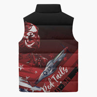 Tuskegee Airmen Red Tails Sleeveless Puffer Jacket Straighten Up and Fly Right - Black Red - Wonder Print Shop