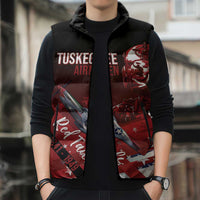Tuskegee Airmen Red Tails Sleeveless Puffer Jacket Straighten Up and Fly Right - Black Red - Wonder Print Shop