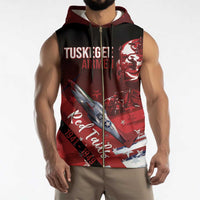 Tuskegee Airmen Red Tails Sleeveless Zip Hoodie Straighten Up and Fly Right - Black Red - Wonder Print Shop