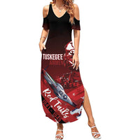 Tuskegee Airmen Red Tails Summer Maxi Dress Straighten Up and Fly Right - Black Red - Wonder Print Shop
