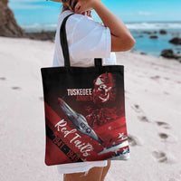 Tuskegee Airmen Red Tails Tote Bag Straighten Up and Fly Right - Black Red - Wonder Print Shop