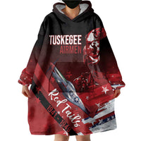 Tuskegee Airmen Red Tails Wearable Blanket Hoodie Straighten Up and Fly Right - Black Red - Wonder Print Shop