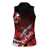 Tuskegee Airmen Red Tails Women Sleeveless Polo Shirt Straighten Up and Fly Right - Black Red - Wonder Print Shop