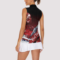 Tuskegee Airmen Red Tails Women Sleeveless Polo Shirt Straighten Up and Fly Right - Black Red - Wonder Print Shop