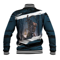 Merry Christmas Baseball Jacket Krampus in The Woods - Dark Teal LT7 - Wonder Print Shop