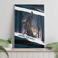 Merry Christmas Canvas Wall Art Krampus in The Woods - Dark Teal LT7 - Wonder Print Shop