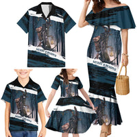 Merry Christmas Family Matching Mermaid Dress and Hawaiian Shirt Krampus in The Woods - Dark Teal LT7 - Wonder Print Shop