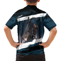 Merry Christmas Family Matching Tank Maxi Dress and Hawaiian Shirt Krampus in The Woods - Dark Teal - Wonder Print Shop