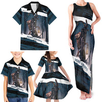 Merry Christmas Family Matching Tank Maxi Dress and Hawaiian Shirt Krampus in The Woods - Dark Teal - Wonder Print Shop
