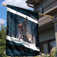 Merry Christmas Garden Flag Krampus in The Woods - Dark Teal - Wonder Print Shop