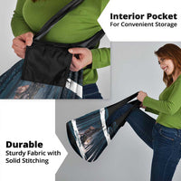 Merry Christmas Grocery Bag Krampus in The Woods - Dark Teal