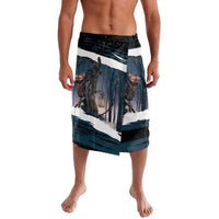 Merry Christmas Lavalava Krampus in The Woods - Dark Teal - Wonder Print Shop