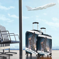 Merry Christmas Luggage Cover Krampus in The Woods - Dark Teal - Wonder Print Shop