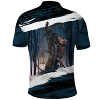 Merry Christmas Polo Shirt Krampus in The Woods - Dark Teal - Wonder Print Shop