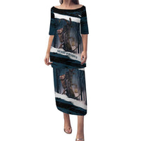 Merry Christmas Puletasi Krampus in The Woods - Dark Teal - Wonder Print Shop