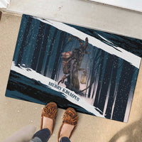 Merry Christmas Rubber Doormat Krampus in The Woods - Dark Teal - Wonder Print Shop